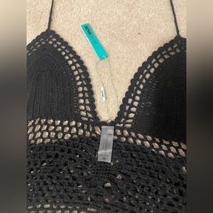 Fashion nova XL crotchet black two piece cover up.